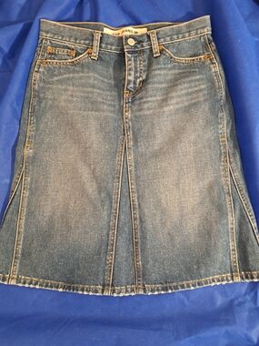 GAP Blue Denim A-Line Midi Skirt